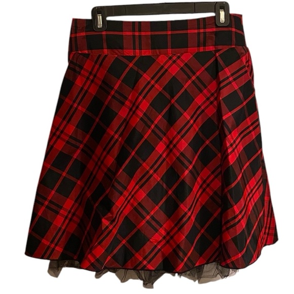 vintage 90s heartsoul red & black plaid circle skirt with tool ruffle underskirt - Picture 1 of 9